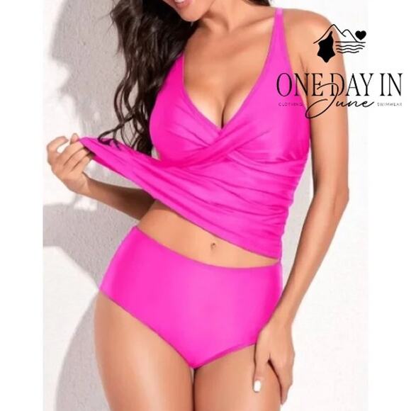 Yonique Twist Front Tankini Swimsuit Size XL - Picture 1 of 7